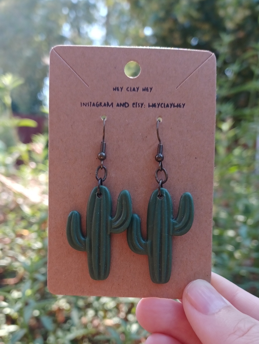 Green Cactus Polymer Clay Earrings